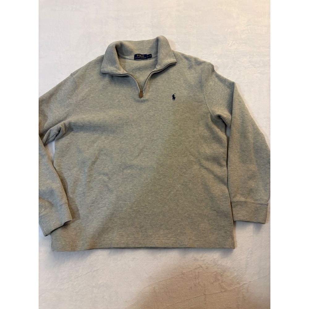 Polo Ralph Lauren Mens Quarter Zip Pullover Sweatshirt Heather Grey Large Cotton